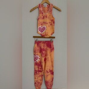 Frankies Bikinis Tie Dye Set Jogger Sweatpants With Pockets & Tank Top  Size XS